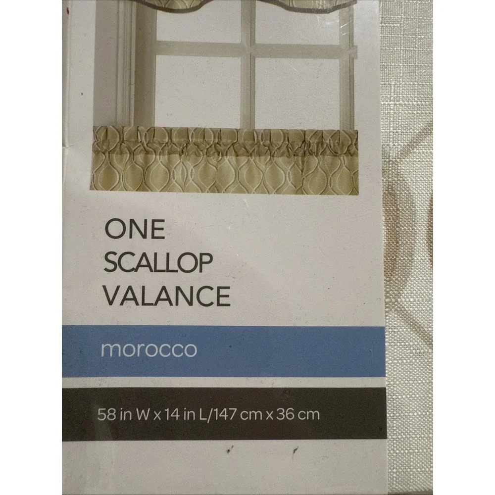 New Morocco Tailored rod pocket‎ 58 x 14 Valance Curtain- White, Tan